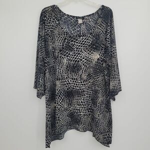 Brittany Black Women's Plus 2X Asymmetrical‎ Sequins Witchy Whimsigoth Tunic Y2K